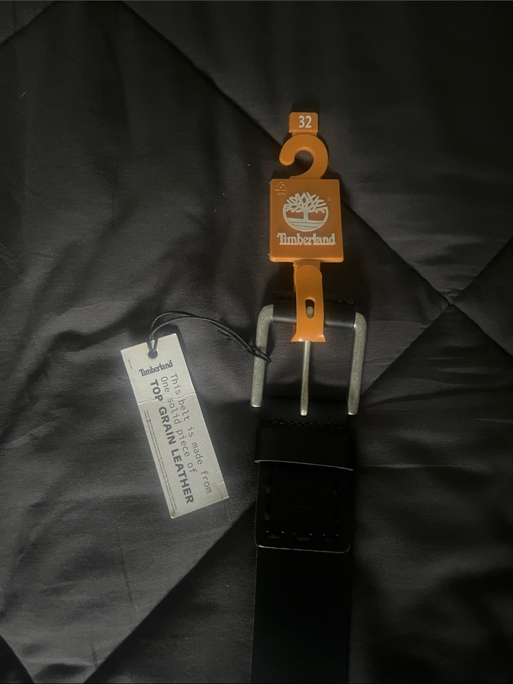 Timberland Black Leather Men's Belt with Silver Buckle